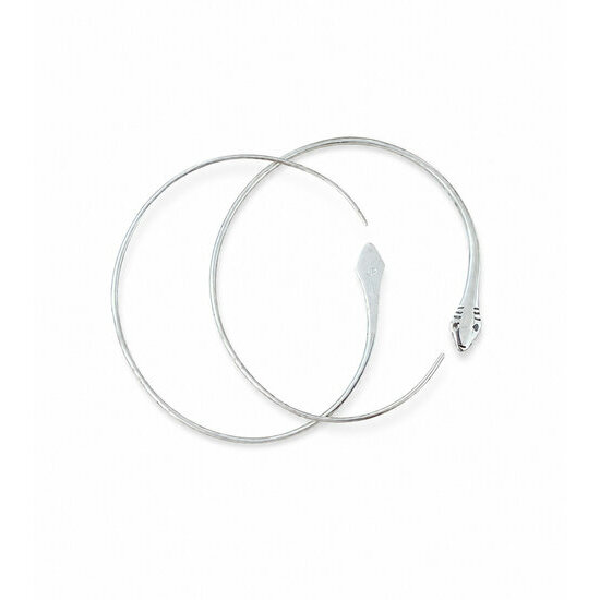 Créoles Serpent en Argent Massif 925 – Boucles d'Oreilles Ouvertes Boucles d’Oreilles Serpent en Argent – Créoles Ouvertes 5 cm