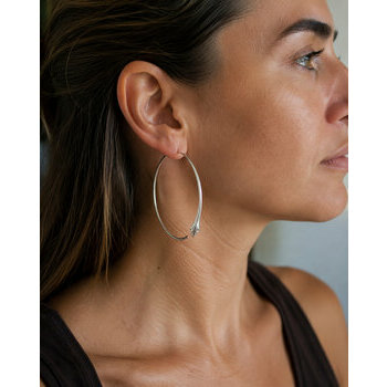 Créoles Serpent en Argent Massif 925 – Boucles d'Oreilles Ouvertes Créoles Serpent Argent 925 Portées – Grandes Boucles d’Oreilles Femme