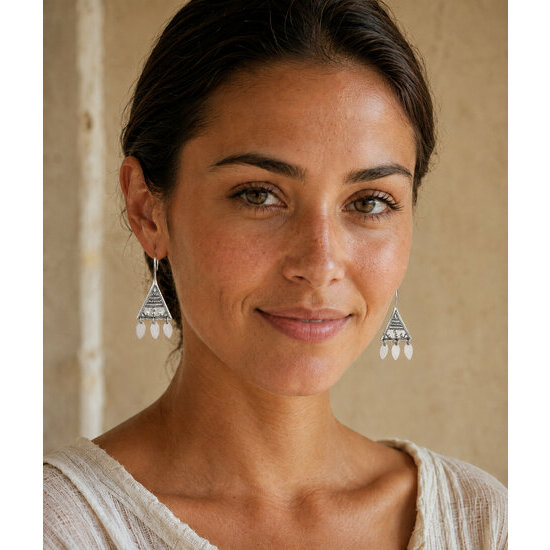 Boucles d'Oreilles Pendantes Argent 925 – Bijou Hippie Chic Gravé Boucles d’Oreilles Pendantes Argent 925 Portées – Bijou Hippie Chic Femme