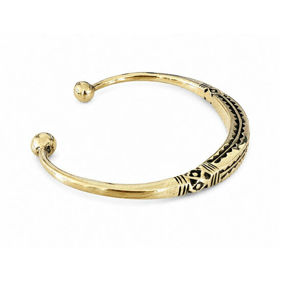 Jonc Dor� Artisanal � Bracelet Touareg � Gravures G�om�triques