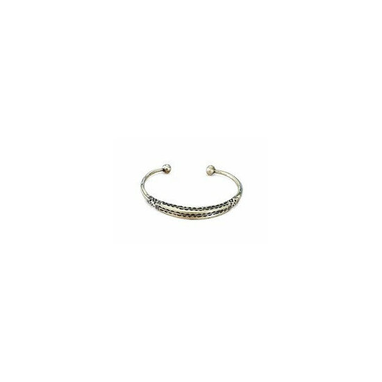 Jonc Touareg en Laiton Grav� � Bracelet Fin Ouvert Fait Main