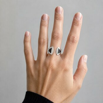 Bague Argent 925 et �b�ne � Bague Femme R�glable Fait Main