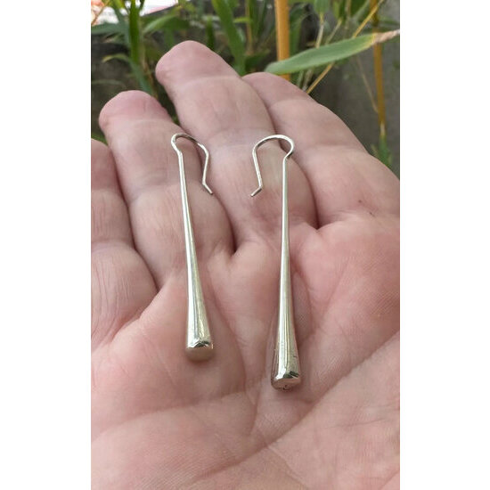 Boucles d�Oreilles Argent 700 Fait Main � Pendants Longs 6,5 cm