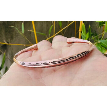 Bracelet Cuivre Massif Grav� Main � Bijou bien �tre R�glable