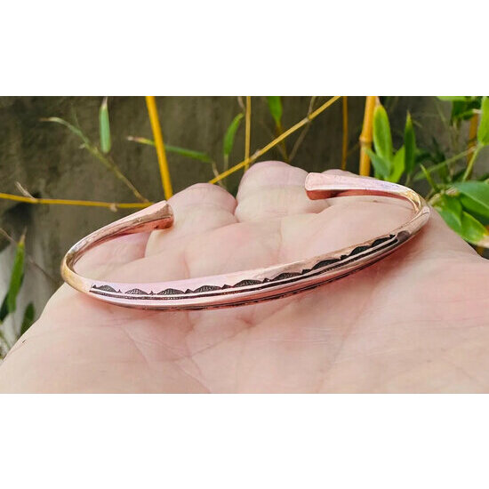 Bracelet Cuivre Massif Grav� Main � Bijou bien �tre R�glable