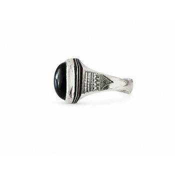 Bague Onyx Noir Argent 925 – Bague Touareg Réglable Fait Main Bague Onyx Noir Argent – Bague Statement Réglable Fait Main