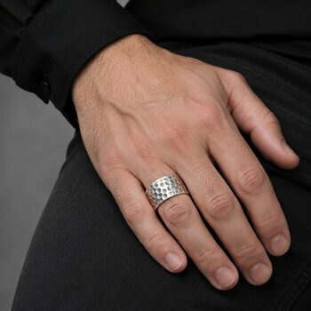 Bague Brutaliste Argent 925 – Anneau Large Martelé Fait Main