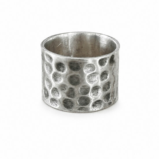 Bague Brutaliste Argent 925 – Anneau Large Martelé Fait Main