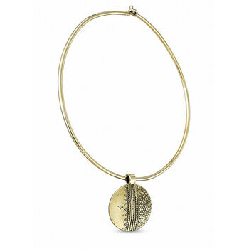 Collier Ras du Cou Doré Femme – Pendentif Rond en Laiton Fait Main Collier Laiton Femme – Tour de Cou Doré avec Pendentif Rond