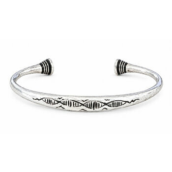 Jonc Argent 925 Grav� Main � Bracelet Fin avec D�tails �b�ne