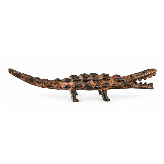 Sculpture Crocodile en Bronze – Statue Animalière Artisanale 19 cm