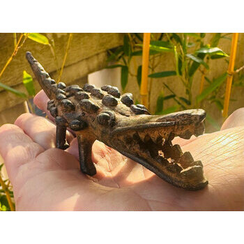 Sculpture Crocodile en Bronze – Statue Animalière Artisanale 19 cm