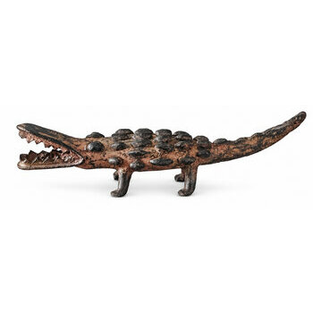 Sculpture Crocodile en Bronze – Statue Animalière Artisanale 19 cm