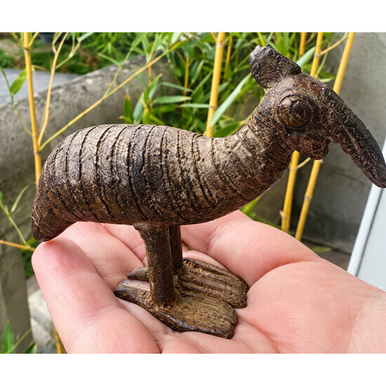 Sculpture Oiseau en Bronze – Casoar Artisanal 10 cm Petite Sculpture Bronze en Main – Figurine Casoar Fait Main