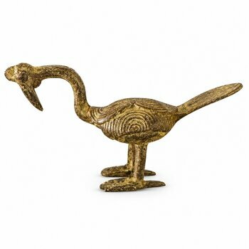Calao en bronze à la cire perdue – Statuette d'oiseau, 15 cm Calao en bronze à la cire perdue, 15 cm – Vue de profil