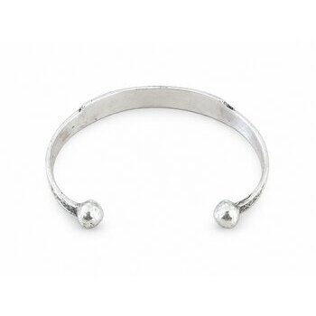 Bracelet jonc petit poignet – Alliage d'argent, motifs gravés main Cadeau enfant Jonc ouvert en alliage d’argent – Vue intérieure et extrémités arrondies