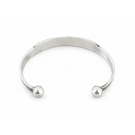 Bracelet jonc petit poignet – Alliage d'argent, motifs gravés main Cadeau enfant Jonc ouvert en alliage d’argent – Vue intérieure et extrémités arrondies