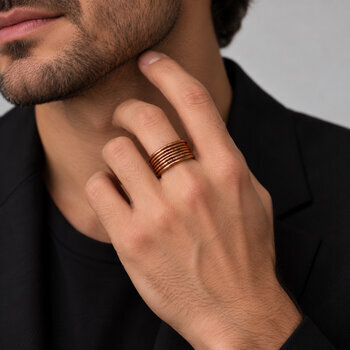 Bague semainier cuivre massif – 7 anneaux, homme et femme