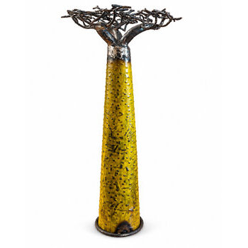 Arbre d�coratif en m�tal recycl� � Vue arri�re du baobab jaune