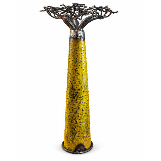 Arbre d�coratif en m�tal recycl� � Vue arri�re du baobab jaune