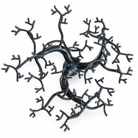 Baobab orange en métal recyclé – Arbre décoratif fait main 60 cm Baobab décoratif en métal – Vue du dessus de la ramure artisanale