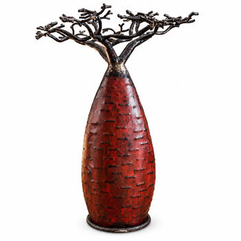 Baobab rouge en métal recyclé – Arbre décoratif fait main, 40 cm