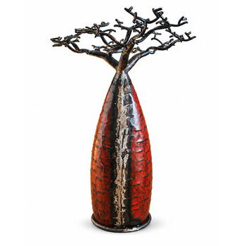 Baobab rouge en métal recyclé – Arbre décoratif fait main, 40 cm