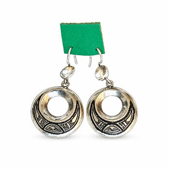 Boucles d'oreilles touareg argent 925 et ébène – Rondes ajourées