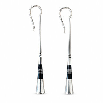 Boucles d'oreilles pilons touareg en argent et ébène – 6 cm Boucles massues touareg faites main – Paire en argent et ébène