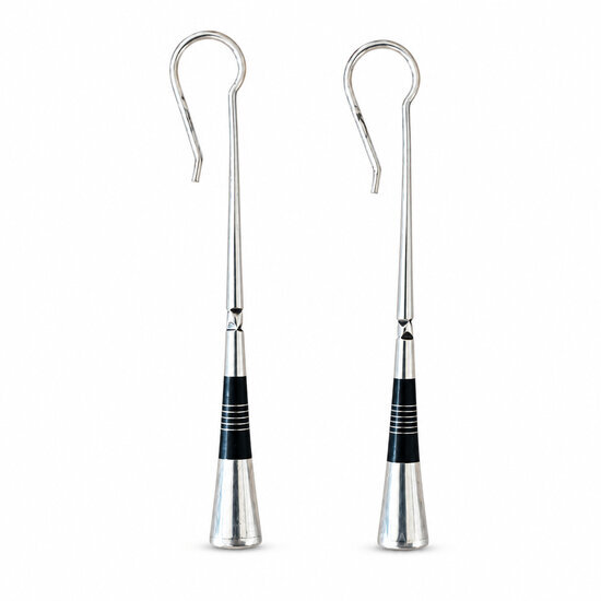 Boucles d'oreilles pilons touareg en argent et ébène – 6 cm Boucles massues touareg faites main – Paire en argent et ébène