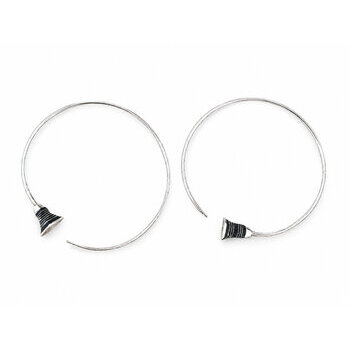 Cr�oles touareg faites main � Paire en argent massif 925 et �b�ne