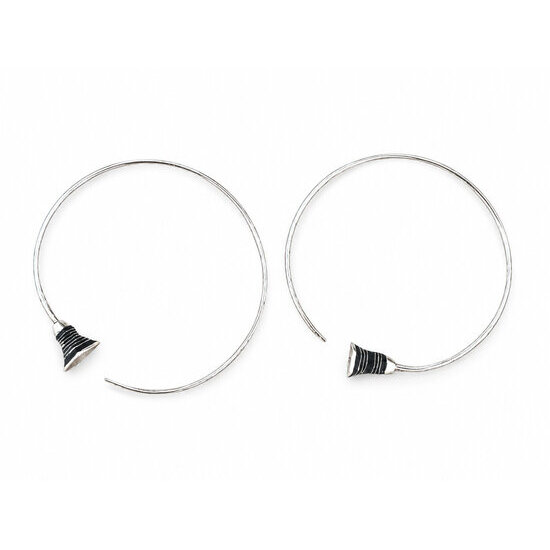 Cr�oles touareg faites main � Paire en argent massif 925 et �b�ne