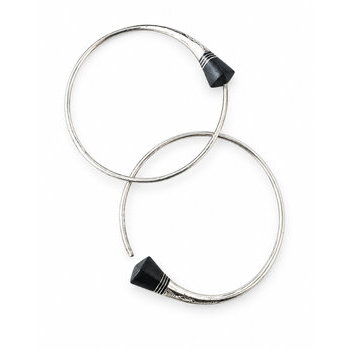 Boucles d�oreilles cr�oles en argent grav� � Paire artisanale de 40 mm