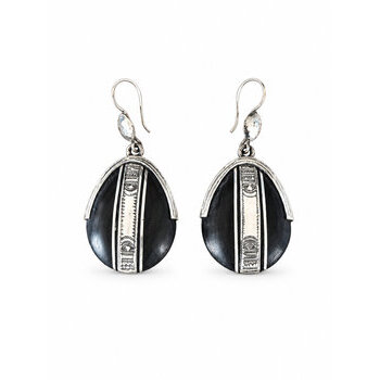 Boucles touareg faites main � �b�ne massif et argent 925 grav�