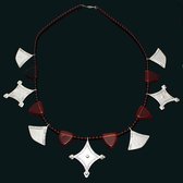 Bijoux Ethniques Touareg Collier en argent shat-shat verre rouge modle ancien traditionnel b