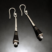 Boucles d'Oreilles Touareg Massues carrs en Argent et Ebne 32