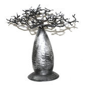 Arbre  bijoux porte-bijoux design Baobab 35-40 cm mtal recycl Madagascar Patine Argent