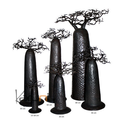 Arbre à porte-bijoux design Baobab rond 100 cm métal recyclé Madagascar