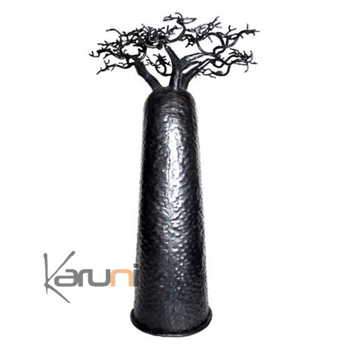 Arbre à porte-bijoux design Baobab rond 100 cm métal recyclé Madagascar