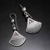 Bijoux Ethniques Touareg Boucles d'Oreilles en Argent et Ebne 68 Lotus Shat-Shat Graves