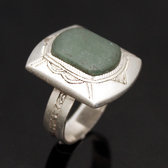 Bijoux Touareg Ethniques Bague en Argent et Aventurine Verte 02 Rectangle b