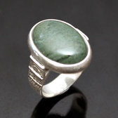 Bijoux Touareg Ethniques Bague en Argent et Aventurine Verte 04 Ovale b