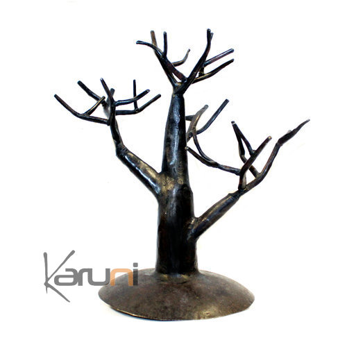 Arbre porte - bijoux design Branche 25 cm métal recyclé baobab Madagascar