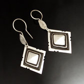 Bijoux Ethniques Touareg Boucles d'Oreilles en Argent et Ebne 98 Diamant Facettes