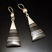 Bijoux Ethniques Touareg Boucles d'Oreilles en Argent et Ebne 115 Triangle Filigranes