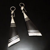 Bijoux Ethniques Touareg Boucles d'Oreilles en Argent et Ebne 116 Triangle Long Bande Grave