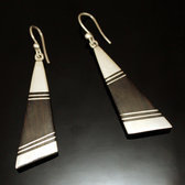 Bijoux Ethniques Touareg Boucles d'Oreilles en Argent et Ebne 117 Triangle Long Bandes Lisse