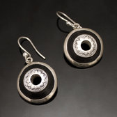 Bijoux Ethniques Touareg Boucles d'Oreilles en Argent et Ebne 123 Rondes Fleur