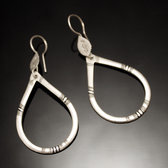 Bijoux Touareg Ethniques Boucles d'oreilles en Argent 118 Grandes Gouttes Creuses Lignes Ebne