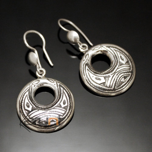 Bijoux Touareg Ethniques Boucles d'oreilles en Argent 123 Petites rondes Creuses Graves Ebne